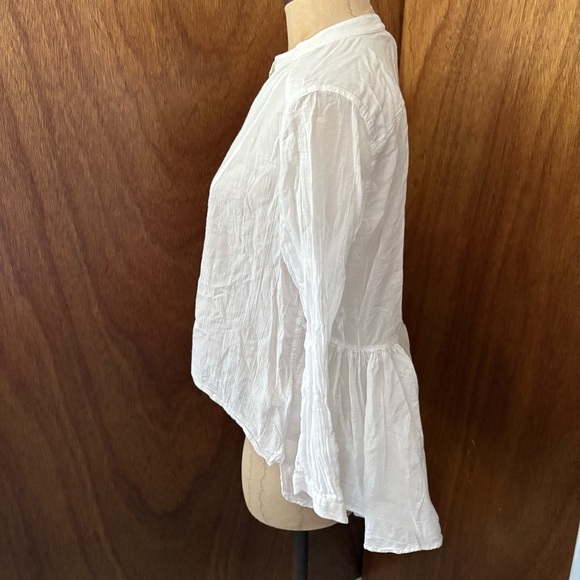 H&M CONSCIOUS Collection sz 8 High Low Shirt Fishtail White 3/4 Sleeve - Picture 4 of 12